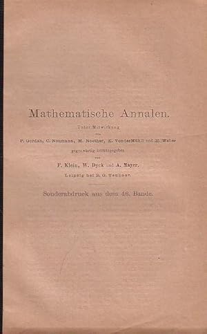 Imagen del vendedor de Die Stetigkeit der automorphen Functionen bei stetiger Abnderung des Fundamentalbereichs. Theil II. Allgemeine Fundamentalbereiche. Sonderabdruck aus: Mathematische Annalen, Band 46, hrsg. von F. Klein, W. Dyck und A. Mayer unter Mitwirk. von P.Gordan, C.Neumann, M.Noether, K. VonderMhll und H. Weber. a la venta por Antiquariat Carl Wegner