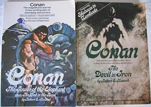 Seller image for Grouping: "Devil in Iron" with "The Tower of the Elephant" - 2 Large Format Soft Covers Featuring "Conan" -- Shadows in Zamboula, The Devil in Iron, The God in the Bowl, The Tower of the Elephant for sale by Nessa Books