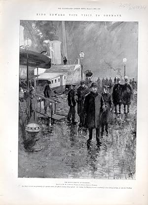 Image du vendeur pour ENGRAVING: "King Edward VII's Visit to Germany: The King's Arrival at Flushing". engravinga from The Illustrated London News, March 2, 1901 mis en vente par Dorley House Books, Inc.