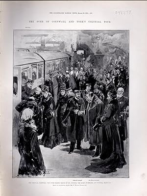 Immagine del venditore per ENGRAVING: "The Duke of Cornwall and York's Colonial Tour: The Official Farewell".engraving from The Illustrated London News, March 23, 1901 venduto da Dorley House Books, Inc.