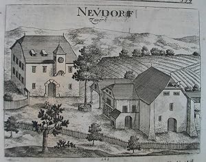 Bild des Verkufers fr Neudorff - Zaverh / Neuhaus - Novigrad. 2 Kupferstiche auf 1 Blatt aus Valvasor "Die Ehre de Hertzogthums Crain" Laibach u. Nrnberg 1689, 12 x 15,5 cm zum Verkauf von Antiquariat Johannes Mller