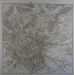 Plan von Wien. Kupferstich - Plan aus "Merkwürdigkeiten der Welt" Wien, Schrämbl 1807, 24,5 x 25 cm