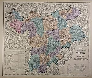 Karte der gefürsteten Grafschaft Tirol nebst Vorarlberg. Bearbeitet von A. Steinhauser. Koloriert...