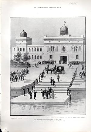 Bild des Verkufers fr ENGRAVING: "The Duke of Cornwall and York's Colonial Tour: His Royal Highness Landing at the offices of the Suez Canal Company at Port Said".engraving from The Illustrated London News, April 13, 1901 zum Verkauf von Dorley House Books, Inc.