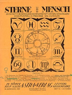 Sterne und Mensch. III. Jhg. 1927, Nummer 8 [von 12]. Zeitschrift für Astrologie als Wissenschaft...