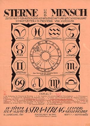 Sterne und Mensch. III. Jhg. 1927, Nummer 7 [von 12]. Zeitschrift für Astrologie als Wissenschaft...