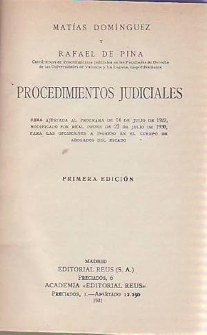 Imagen del vendedor de PROCEDIMIENTOS JUDICIALES. a la venta por Librera Torren de Rueda