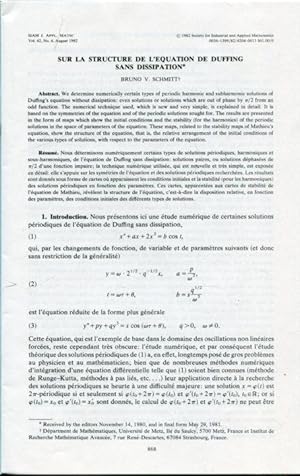 Bild des Verkufers fr Sur la Structure de L Equation de Duffing sans Dissipation. zum Verkauf von Antiquariat am Flughafen