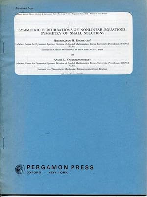 Seller image for Symmetric Pertubations of Nonlinear Equations : Symmetry of Small Solutions. for sale by Antiquariat am Flughafen