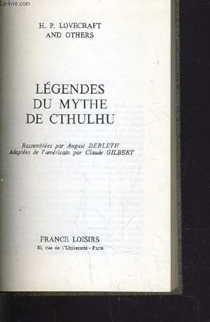 Seller image for LEGENDES DU MYTHE DE CTHULHU. for sale by Le-Livre