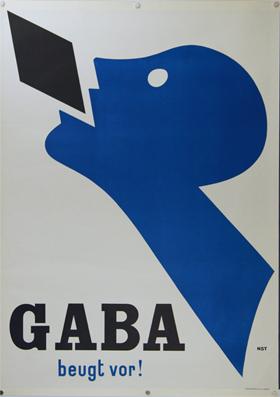 Plakat - Gaba beugt vor. Lithographie - Wassermann AG, Basel.