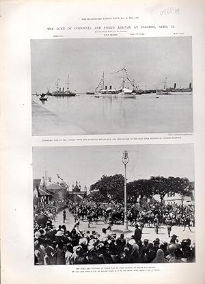 Seller image for PRINT: "The Duke of Cornwall and York's Arrival at Colombo" . .photoengravings from The Illustrated London News, May 11, 1901 for sale by Dorley House Books, Inc.