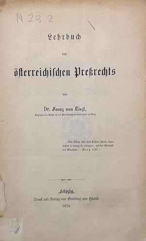 Lehrbuch des österreichischen Preßrechts.
