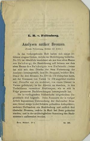Seller image for Analysen antiker Bronzen. [Fortsetzung und Schluss] for sale by Kaaterskill Books, ABAA/ILAB