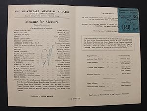 Theatre programme signed (across the cast list) for the production of Measure for Measure at the ...