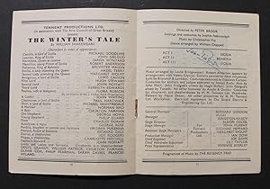 Theatre programme signed (across the list of acts) for the production of The Winter's Tale at the...