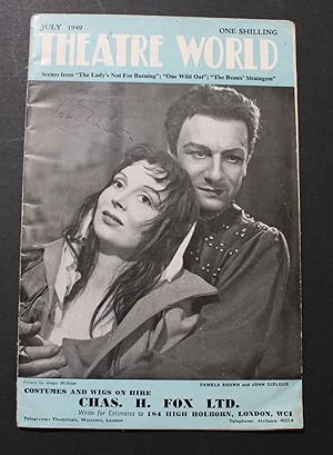 Theatre World July 1949. Signed on the front wrapper by Gielgud.