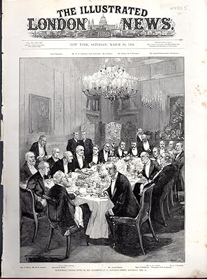 Image du vendeur pour ENGRAVING: "Ministerial Dinner Given By Mr. Gladstone at 10, Downing Street".engraving from The Illustrated London News: March 10, 1894 mis en vente par Dorley House Books, Inc.