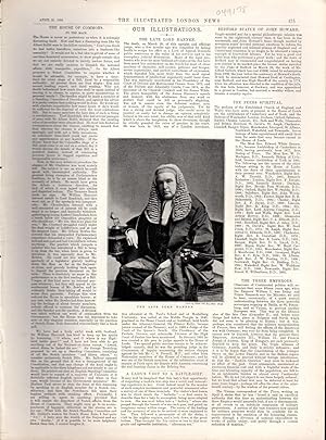 Seller image for PRINT: "The Late Lord Hannen". Obituary & photoengraving from The Illustrated London News, April 21, 1894 for sale by Dorley House Books, Inc.