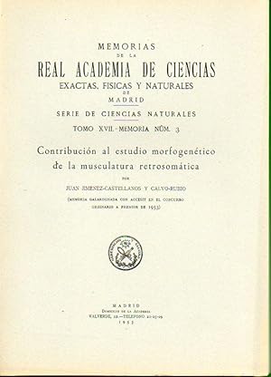 Seller image for CONTRIBUCIN AL ESTUDIO MORFOGENTICO DE LA MUSCULATURA RETROSOMTICA. for sale by angeles sancha libros