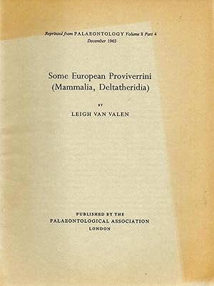 Imagen del vendedor de Some European Proviverrinin (Mammalia, Deltatheridia) a la venta por Book Booth