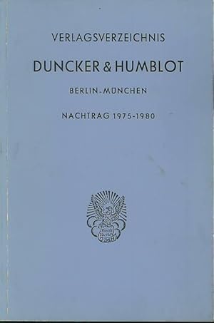 Image du vendeur pour Verlagsverzeichnis Duncker & Humblot Berlin - Mnchen, Nachtrag 1975 - 1980. mis en vente par Antiquariat Carl Wegner