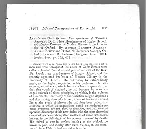 Immagine del venditore per The Life and Correspondence Of Thomas Arnold, D. D., Late Headmaster Of Rugby School And Regius Professor Of Modern History In the University Of Oxford, Book Review venduto da Legacy Books II