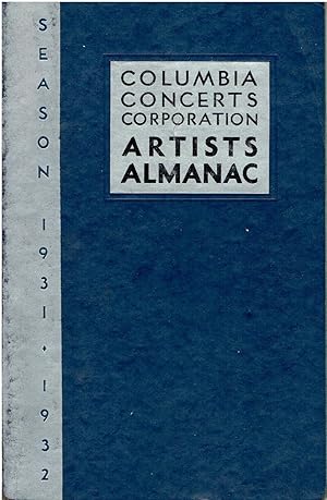 Columbia Concerts Corporation Artists Almanac - Season 1931-1932