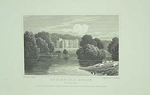 Original Antique Engraving Illustrating Englefield House in Berkshire, The Seat of Richard Benyon...