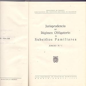 Bild des Verkufers fr JURISPRUDENCIA DEL REGIMEN OBLIGATORIO DE SUBSIDIOS FAMILIARES 1948 - Anexo 1 zum Verkauf von Libreria 7 Soles