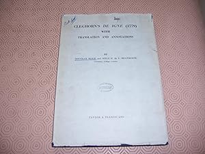 Imagen del vendedor de CLEGHORN'S DE IGNE (1779) WITH TRANSLATION AND ANNOTATIONS a la venta por HAWKMOOR BOOKS LTD