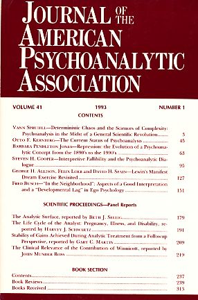 Bild des Verkufers fr Journal of the American Psychoanalytic Association. 1993. Volume 41. No. 1. zum Verkauf von Fundus-Online GbR Borkert Schwarz Zerfa