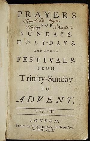 Prayers for Sundays, Holy-Days, and Other Festivals, [vol. 3] From Trinity-Sunday to Advent