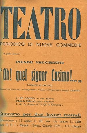 TEATRO - 1925 - periodico di nuove commedie - 1925 - n. 01-12 Anno terzo completo - rilegato unic...