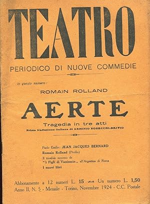 TEATRO - 1924 - periodico di nuove commedie - 1924 - n. 05 novembre Anno secondo., Torino, Editri...