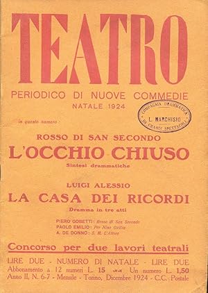 TEATRO - 1924 - periodico di nuove commedie - 1924 - n. 06-07 dicembre - NUMERO DI NATALE - Anno ...