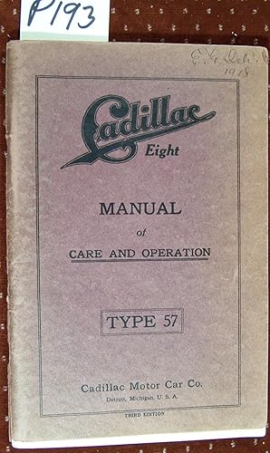 CADILLAC EIGHT MANUAL OF CARE AND OPERATION Type 57