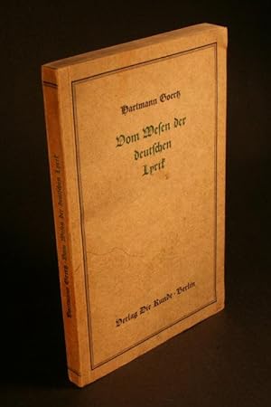 Imagen del vendedor de Vom Wesen der deutschen Lyrik. a la venta por Steven Wolfe Books