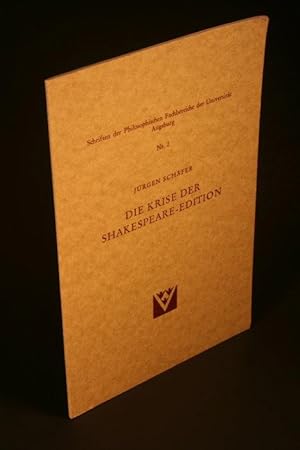 Image du vendeur pour Die Krise der Shakespeare-Edition. mis en vente par Steven Wolfe Books