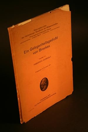 Seller image for Ein Gelegenheitsgedicht von Brockes. for sale by Steven Wolfe Books