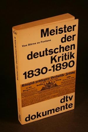Seller image for Meister der deutschen Kritik II. Von Brne zu Fontane. for sale by Steven Wolfe Books