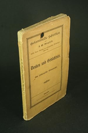 Imagen del vendedor de Denken und Gedchtnis. Eine psychologische Monographie. a la venta por Steven Wolfe Books
