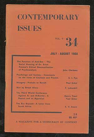 Seller image for Contemporary Issues: A Magazine for a Democracy of Content: Vol. 9, no. 34, July-August 1958 for sale by Between the Covers-Rare Books, Inc. ABAA