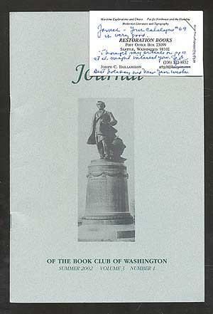 Seller image for Journal of the Book Club of Washington: Summer 2002, Volume 3, Number 1 for sale by Between the Covers-Rare Books, Inc. ABAA