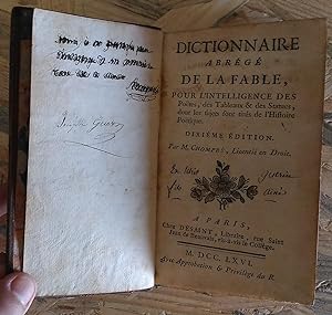 Dictionnaire Abrégé de la Fable, pour l'intelligence des poétes, des tableaux & des statues dont ...