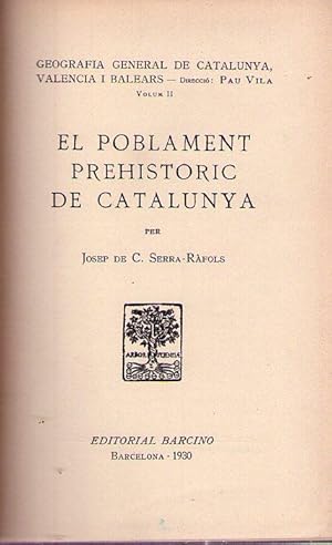 Seller image for EL POBLAMENT PREHISTORIC DE CATALUNYA for sale by Buenos Aires Libros