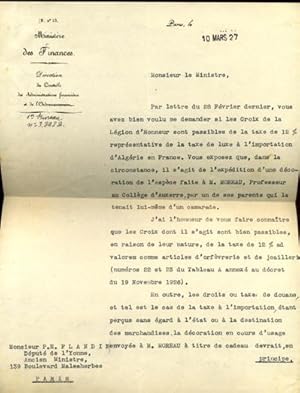 1860 - 1934. Homme d'État. Lettre signée.