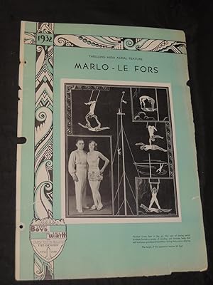 Image du vendeur pour Marlo - Le Fors: Thrilling High Aerial Feature Acrobats TRAPEZE (Poster) mis en vente par Princeton Antiques Bookshop