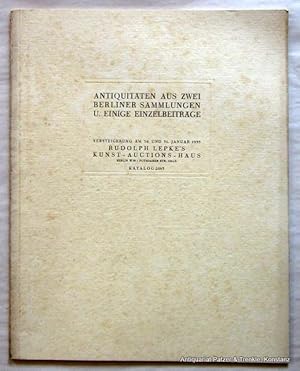 Bild des Verkufers fr und einige Einzelbeitrge. Auktionskatalog 2085 von Rudolph Lepke's Kunst-Auctions-Haus fr die Versteigerung vom 30.u.31. Januar 1935. Berlin 1935. Fol. Mit 20 Tafeln. 2 6 S., 1 Bl. Or.-Kart.; etw. stockfleckig. zum Verkauf von Jrgen Patzer