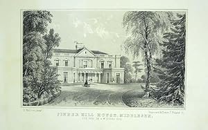 Original Antique Lithograph Illustrating Pinner Hill House in Middlesex, The Seat of A. W. Tooke,...